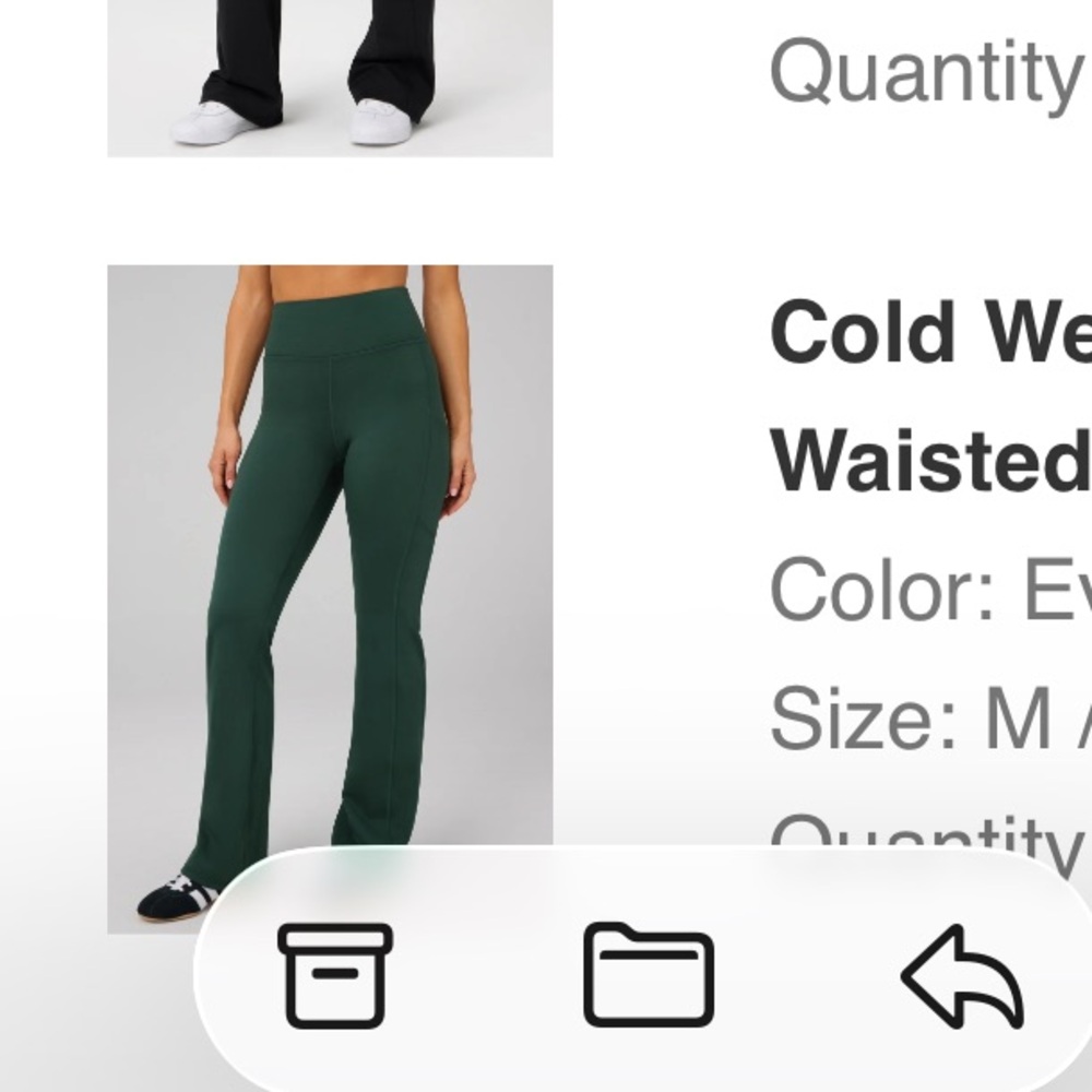 Fabletics Dark Green Flare Yoga Pants cold weather lined - Picture 4 of 4
